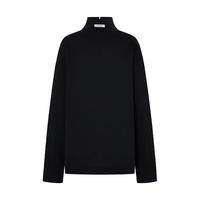 MO&Co.【C+系列】高领T恤2025冬棉质宽松落肩黑色白色MBE4TEE018 黑色 L /170