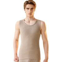 宜而爽【A类】羊毛保暖背心双面绒纯色款圆领高弹力打底衫秋冬 【男款】咖色 2XL