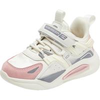 哈比熊童鞋春秋儿童运动鞋革面男童鞋中大童女童鞋休闲跑鞋AS7750G 粉白34码 粉白(革面)