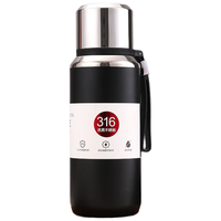 洁雅杰保温杯316不锈钢焖茶杯茶水分离家用办公水杯8258黑色800ml