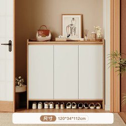 KERZY 鞋柜2025家用门口入户实木收纳柜一体靠墙入门鞋架玄关柜走廊 原木色