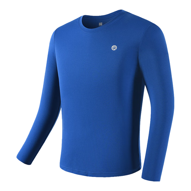 必迈 2023魔方长袖高弹力马拉松速干舒适跑步运动套头衫柔软吸湿T恤 蓝色 M