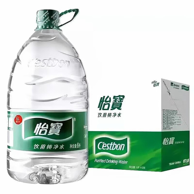 今日必买：怡宝 饮用水 纯净水6L*3桶装水 整箱装
