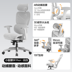 网易严选 S9Pro+ 6向动捕腰靠 云白 人体工学椅