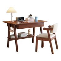 华舟实木书桌简约小户型家用写字桌台式电脑桌卧室学习桌 0.8米胡桃色 0.8米胡桃色单书桌