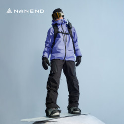 NANDN Rime滑雪服男女款防水外套男专业3l压胶雪服 山皑紫 S