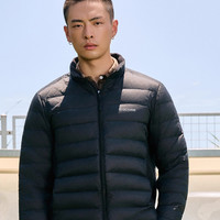 男士轻薄羽绒服弹力腰运动拼接羽绒保暖轻盈立领羽绒内胆 高级黑 L