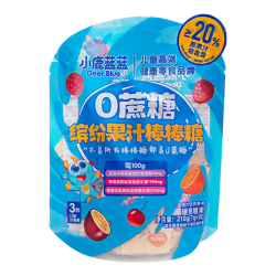 小鹿蓝蓝 0蔗糖果汁棒棒糖 3口味混合30支