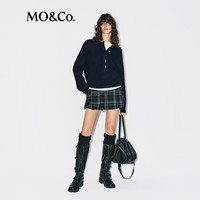 MO&Co.条纹毛衣2025冬美丽诺绵羊毛亨利领半开襟宽松智性MBE4SWTT02 深宝蓝色 L /170