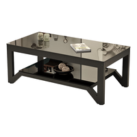 凡社 FCKBB3 简约玻璃茶几 120*60cm 黑面黑架款