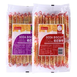 BIANDO 香港品牌540g铁尺苏打饼干biando香葱梳打饼海苔咸味奶盐整箱零食 奶盐味1袋+海苔味1袋【36包X3片】.