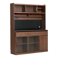 林氏家居中古风餐边柜双层靠墙一体储物收纳酒柜2024林氏木业UM3T-A 【1.5*1.9m】胡桃色餐边柜