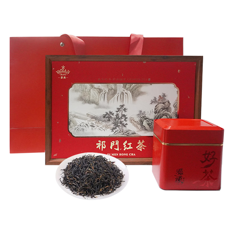芽典 祁门红茶茶叶 高香红茶官方直营安徽原产精品蜜香茗茶茶叶礼盒 祁红毛峰200克*1盒
