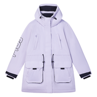 FILA 女装中长款羽绒服女士休闲舒适保暖连帽长袖上衣