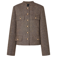 MO&Co. 外套2025冬复古彩点粗呢肌理棕调立领垫肩短款箱型MBE4JKT013 棕花纱 S /160