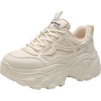 大东老爹鞋女鞋2025春季休闲厚底小个子高跟透气网面鞋女0353