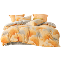 百丽丝水星家纺A类秋冬加厚保暖床单被套枕套四件套1.5m床 【保暖牛奶绒】杏叶盈秋