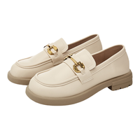 SHOEBOX鞋柜小皮鞋女春秋季厚底真皮休闲单鞋乐福鞋女