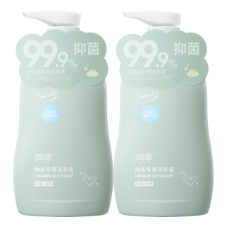 润本 儿童内衣洗衣液婴儿宝宝内衣裤专用清洗液大人通用抑菌 300ml 2瓶 独立装