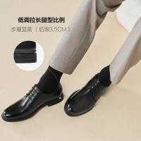 BASTO 百思图 2025春夏季时尚简约商务通勤粗跟圆头男正装皮鞋