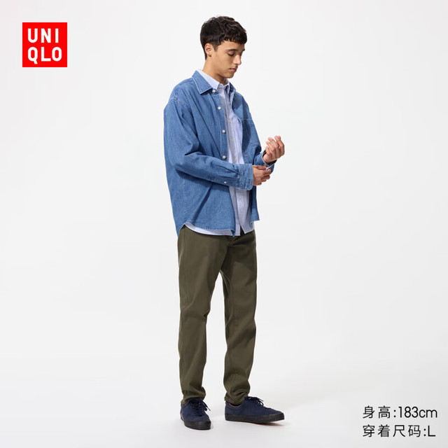 今日必买：UNIQLO 男女装EZY DENIM牛仔裤水洗产品弹力长裤479314 57 深橄榄色