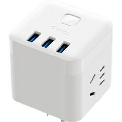 公牛 小白系列 GNV-UUN153 新国标插排 六位五孔+3USB 白色 1.8m 1只装