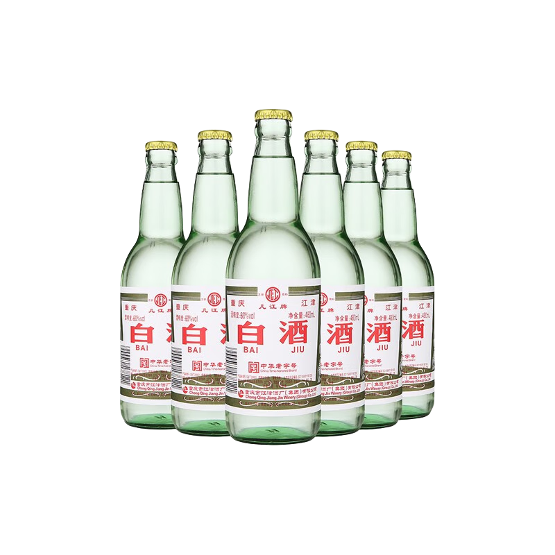  jijiangpai/几江牌 纯粮酿造 江津白酒  光瓶装 清香型 60%vol 480mL
