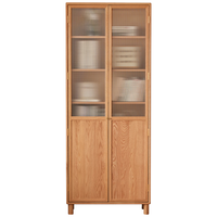 原始原素实木书柜 置物柜子客厅书房家具展示柜京典书柜B-0.8米原木色