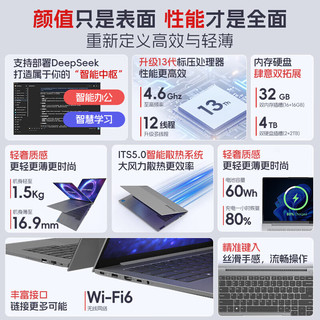  ThinkPad/思考本 ThinkBook 14/14+/V14/瑞天14 轻薄设计 笔记本电脑  Core Ultra5 220H 集成显卡 2880*1800 120Hz 512GB 16GB