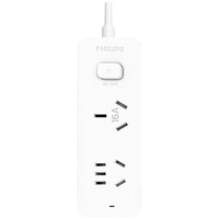 飞利浦(PHILIPS)新国标16A大功率插座 2孔位3米 空调/热水器专用 插排/插线板/排插/接线板/拖线板2120WB