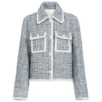 欧时力 冬装 法式撞色金葱珠片纱小香风羽绒外套女