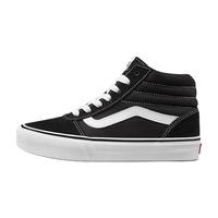 VANS 范斯 官方 黑白潮流侧边条纹复古男女高帮潮板鞋运动鞋（44.5、黑色/白色（男款））