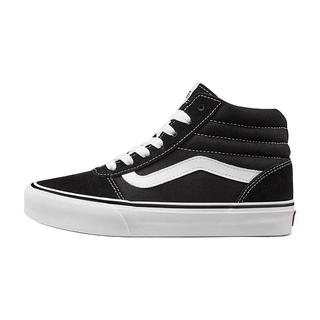 VANS 范斯 官方 黑白潮流侧边条纹复古男女高帮潮板鞋运动鞋（44.5、黑色/白色（男款））