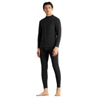 金利来男士保暖内衣男绵羊毛加绒加厚中高领冬季防寒发热秋衣秋裤套装 羊毛加绒加厚024-玄黑 XL