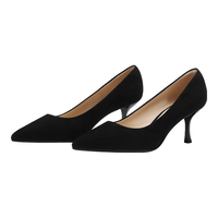 73hours 女鞋Brittany许红豆同款春季通勤细高跟鞋浅口单鞋女-空气棉-亮面牛皮-深黑-6.5cm/37