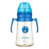 可可萌（COCOME）咕噜PPSU硅胶吸管奶瓶儿童1岁以上大宝宝带手柄喝水杯280ML天空蓝