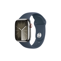 Apple 苹果 Watch Series 9 智能手表 GPS+蜂窝网络款 41mm 银色不锈钢表壳 风暴蓝色橡胶表带 S/M MRJT3CH/A