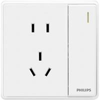 飞利浦（PHILIPS）开关插座面板恒曦斜二三插墙壁86型暗装家用一开5五孔带开关墙面 五孔带单控开关插座