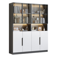 依尚格书柜带玻璃门防尘轻奢靠墙储物柜子手办展示柜陈列置物柜落地书架 两门灰60*32*200(包上楼包安装) 【包上楼安装】