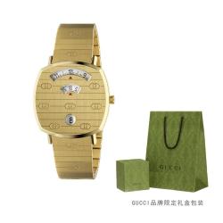 GUCCI 古驰 Grip 35mm双G雕刻石英手表 男女同款