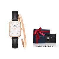 DANIEL WELLINGTON DW小方表+经典手镯简约时尚奢品高中生百搭皮表带防水