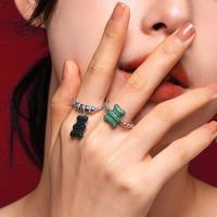 apm MONACO 小熊款银珠戒指女轻奢高级感小众设计饰品