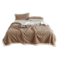 源生活 塔芙绒双层毛毯 加厚冬天办公室午睡盖毯3斤 奶茶棕 150*200cm