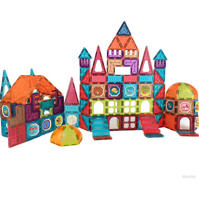 NUKied 纽奇 儿童玩具7.5cm彩窗磁力片积木 112件套+车*1+礼盒