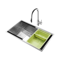 欧琳(OULIN)厨房水槽大单槽洗菜盆一体盆不锈钢水槽抽拉龙头661