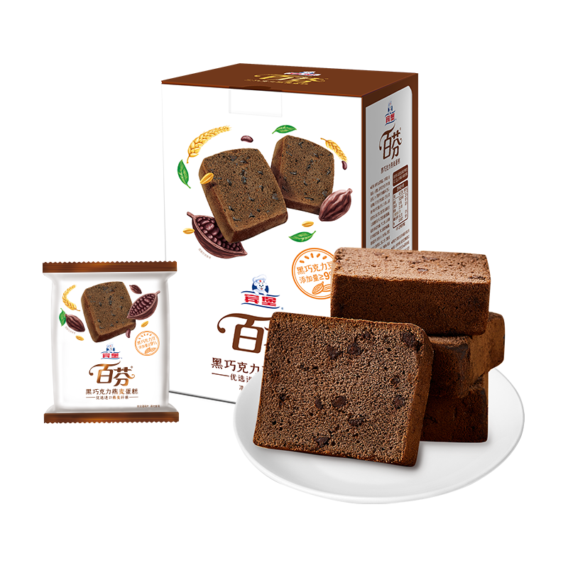 BIMBO 宾堡 百芬黑巧克力燕麦蛋糕 360g/盒 办公室点心休闲零食 源头直