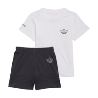 阿迪达斯 adidas男童短袖短裤夏季婴幼纯棉套装宝宝薄款衣服裤子分体两件套
