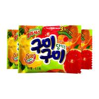 韩国乐天柑果味软糖61g*3包糖果零食