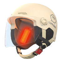 绿源新国标3C认证电动车头盔男女款四季通用电瓶车摩托车防晒帽 粉色-防晒短镜 【不带可拆护耳】