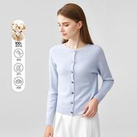 鹿王 【100%羊毛加厚】冬季时尚插肩圆领长袖针织开衫女式羊毛外套